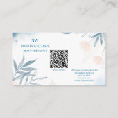 Carte De Visite Beauté Élégante à l'Aquarelle Thérapeute avec Code (Dos)