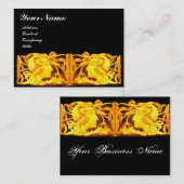 CARTE DE VISITE BEAUTÉ ÉLÉGANTE /LADY AVEC BOW JAUNE D'OR.FLEURS (Devant / Derrière)