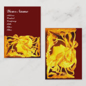 CARTE DE VISITE BEAUTÉ ÉLÉGANTE /LADY AVEC BOW JAUNE D'OR.FLEURS (Devant / Derrière)