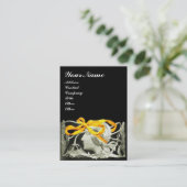 CARTE DE VISITE BEAUTÉ ÉLÉGANTE /LADY AVEC BOW JAUNE D'OR.FLEURS (Debout devant)
