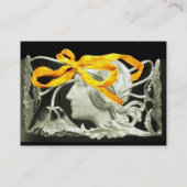 CARTE DE VISITE BEAUTÉ ÉLÉGANTE /LADY AVEC BOW JAUNE D'OR.FLEURS (Dos)