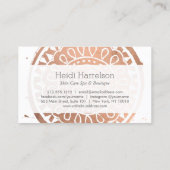Carte De Visite Beauté élégante Mandala Logo Rose Gold (Dos)