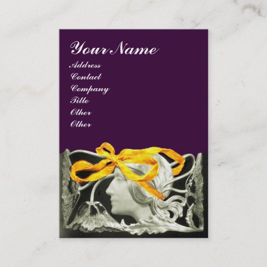 Carte De Visite BEAUTÉ ÉLÉGANTE noir et blanc, jaune violet (Devant)