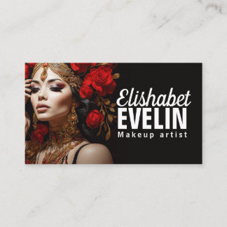 Carte De Visite Beauté élégante : Roses rouges et or gt56