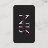 Carte De Visite Beauté Esthétique Monogramme Rose Noir Professionn (Devant)