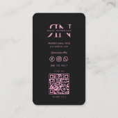 Carte De Visite Beauté Esthétique Monogramme Rose Noir Professionn (Dos)