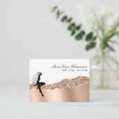 Carte De Visite *~* Beauté Fille Rose Or longue cheveux déesse (Debout devant)