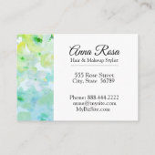 Carte De Visite Beauté florale populaire Girly de vert de (Dos)