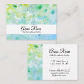 Carte De Visite Beauté florale populaire Girly de vert de (Devant / Derrière)