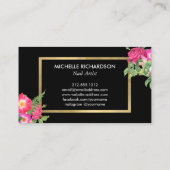 Carte De Visite Beauté Florals Nail Salon Noir (Dos)