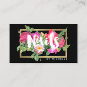 Carte De Visite Beauté Florals Nail Salon Noir (Devant)