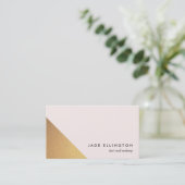 Carte De Visite Beauté géométrique moderne rose clair et or (Debout devant)