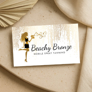 Carte De Visite Beauté Girl Or Bronze Pluie Motif Spray Tanning