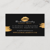 Carte De Visite Beauté glamour Noir & Or Lips Maquillage Artiste (Dos)