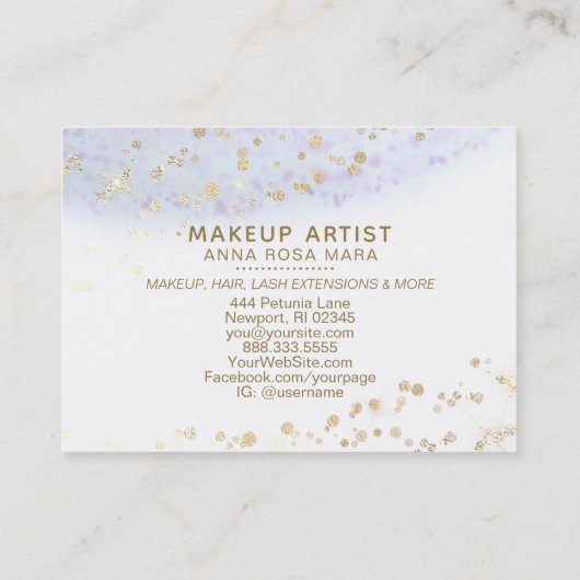 Carte De Visite *~* Beauté Gold Pastel Parties scintillant Lèvres (Dos)