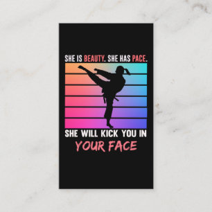 Carte De Visite Beauté Karate Girl Kick You Taekwondo Jiu Jitsu