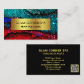 Carte De Visite *~* Beauté Luxe Rainbow QR Parties scintillant Gli (Devant / Derrière)