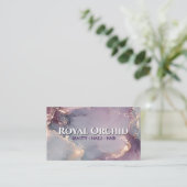 Carte De Visite Beauté Marbre Or Violet Luxe (Debout devant)
