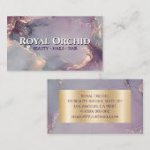 Carte De Visite Beauté Marbre Or Violet Luxe (Devant / Derrière)
