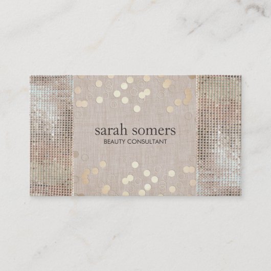 Carte De Visite Beauté & Mode Or Confetti Séquins Argent (Devant)