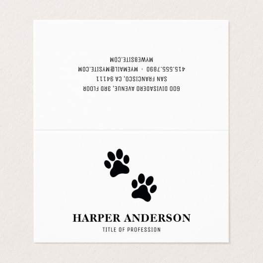 Carte De Visite Beauté moderne Simple Pet Care Professionnel Logo (Extérieur déplié)