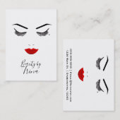 Carte De Visite Beauté Mole Oeil Maquillage Cils & Lèvres Rouges (Devant / Derrière)