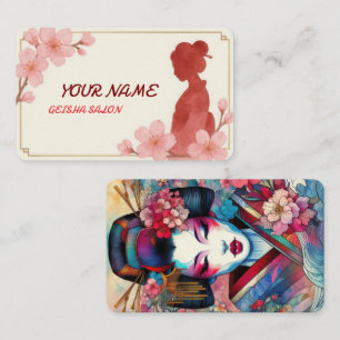 Carte De Visite Beauté orientale Geisha salon aquarelle sakura art