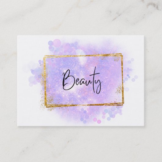 Carte De Visite *~* BEAUTÉ - Parties scintillant Gold Frame Lavend (Devant)