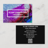 Carte De Visite *~ Beauté Rainbow QR Parties scintillant Glitz Gla (Devant / Derrière)