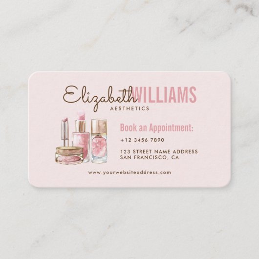 Carte De Visite Beauté rose pâle Esthétique Loyauté & (Devant)