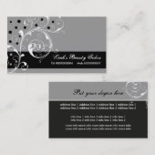 Carte De Visite Beauté Salon feuille de défilement floral noir, gr (Devant / Derrière)