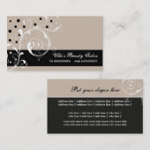 Carte De Visite Beauté Salon feuille de défilement floral noir, ta (Devant / Derrière)