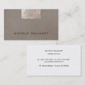 Carte De Visite Beauté simple et mode Chic Faux Sequin Taupe (Devant / Derrière)