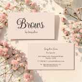 Carte De Visite Beauté Sourcils Beige Simple Script 
