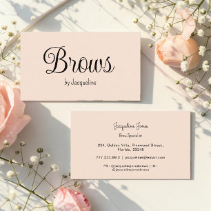 Carte De Visite Beauté Sourcils Beige Simple Script