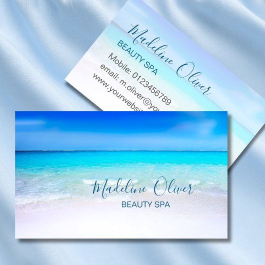 Carte De Visite Beauté Spa Ocean Beach Bleu de mer Style