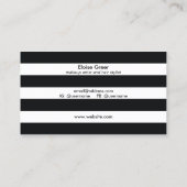Carte De Visite Beauté tendance Noir et Blanc rayé Turquoise (Dos)