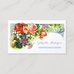 Carte De Visite Beauticien certifié aquarelle florale