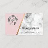 Carte De Visite Beauticien | Code QR | Rose | Marbre (Dos)