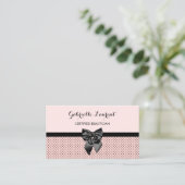 Carte De Visite Beauticier Chic Paris Pois rose noir Bow (Debout devant)