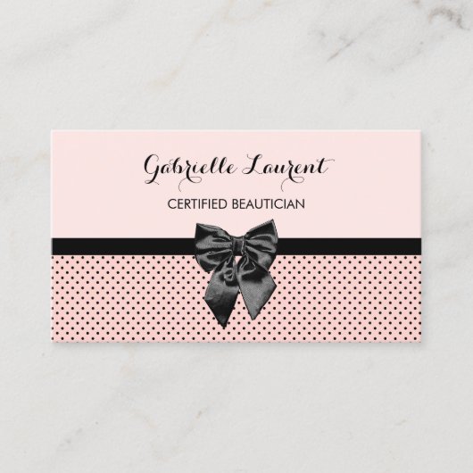 Carte De Visite Beauticier Chic Paris Pois rose noir Bow (Devant)
