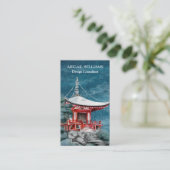 Carte De Visite Beautiful Japanese Temple Nighttime Nature Modern (Debout devant)