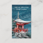 Carte De Visite Beautiful Japanese Temple Nighttime Nature Modern (Devant)