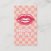 Carte De Visite Beauty By Retro Pink Checkerboard Lips Makeup (Devant)