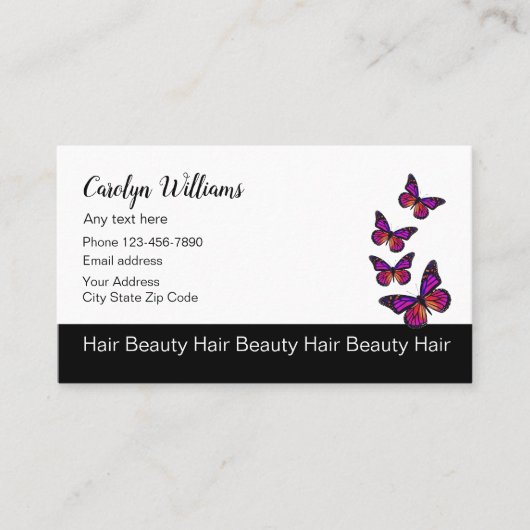 Carte De Visite Beauty Coiffeur Papillon Design (Devant)