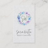 Carte De Visite Beauty Consultant Beautician Flower Monogramme (Devant)
