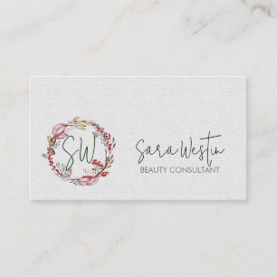 Carte De Visite Beauty Consultant Beautician Flower Monogramme