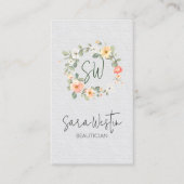 Carte De Visite Beauty Consultant Beautician Flower Monogramme (Devant)