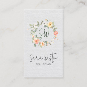 Carte De Visite Beauty Consultant Beautician Flower Monogramme