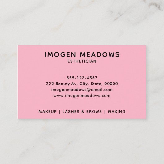 Carte De Visite Beauty Esthétique Script Calligraphie rose (Dos)
